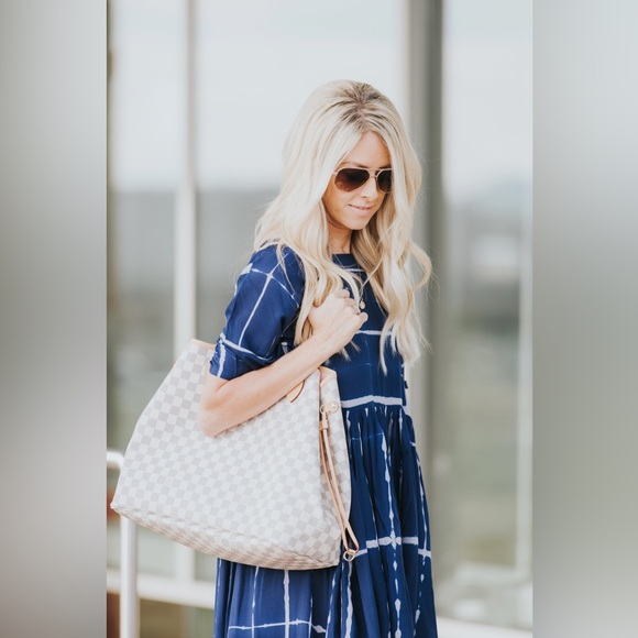 Sold Norblack Norwhite Anthro Navy Grid Print Smock Dress - Casual Women's Dress - Picture 9 of 16